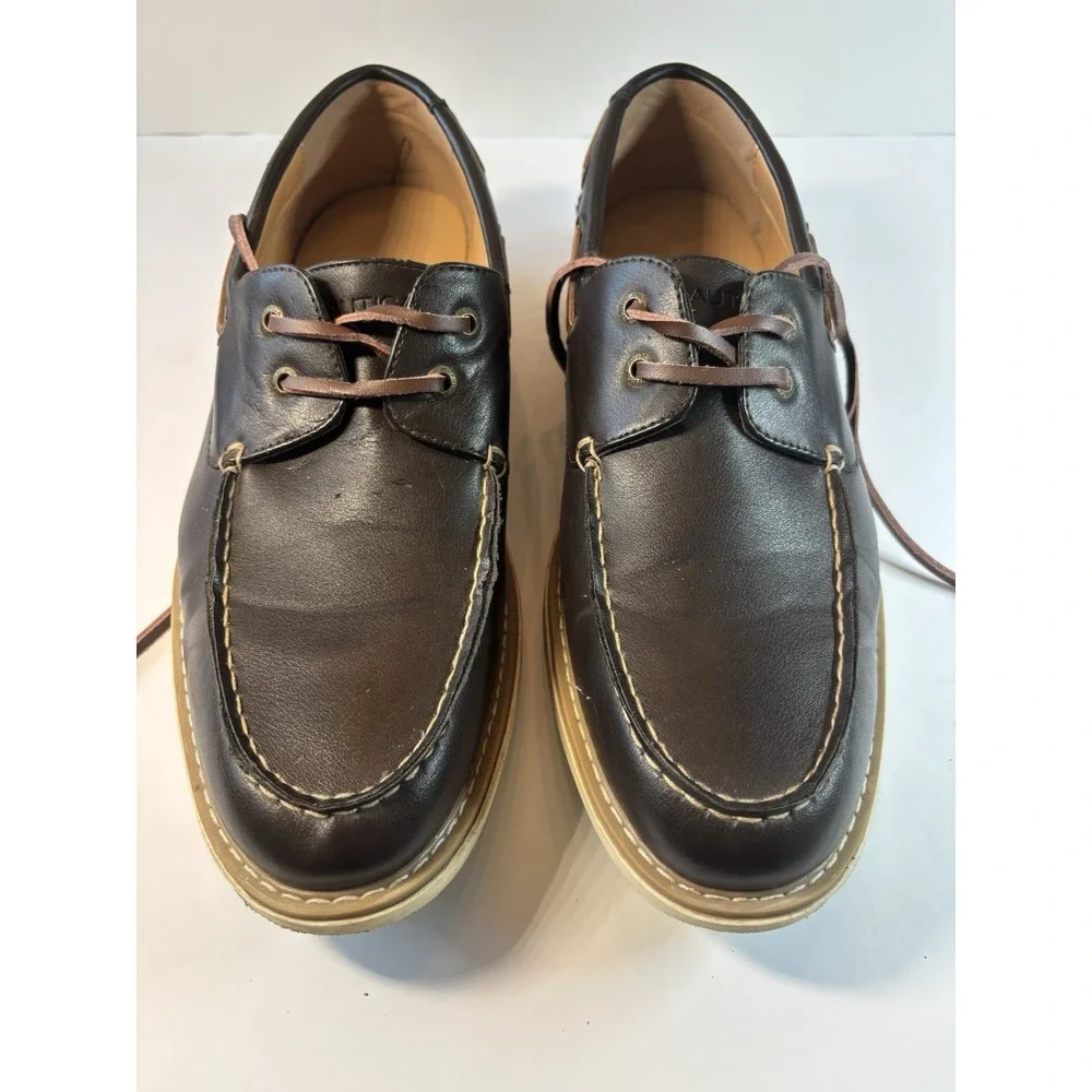 Nautica Brown Leather Boat Shoes Men's Lace-Up Comfort Size 13